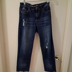 WannaBettaButt Distressed Mid Rise Blue Jeans Size 11. Excellent Shape